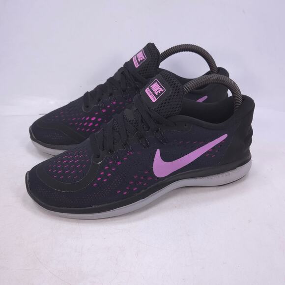 Nike Flex 2017 Run Athletic Running Shoe Womens Size 8 898476-014 Black Pink - Picture 1 of 10